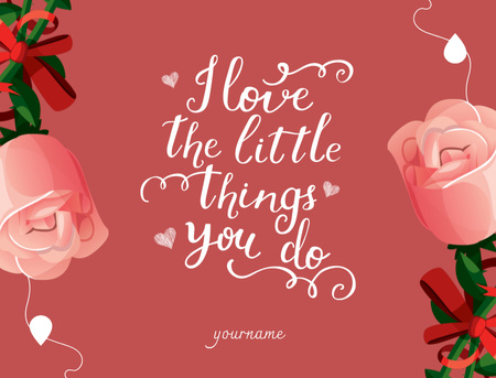 Designvorlage Cute Valentine's Day Cheers With Roses für Postcard 4.2x5.5in