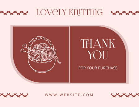 Thank You for Purchase of Knitting Accessories Thank You Card 5.5x4in Horizontal Design Template