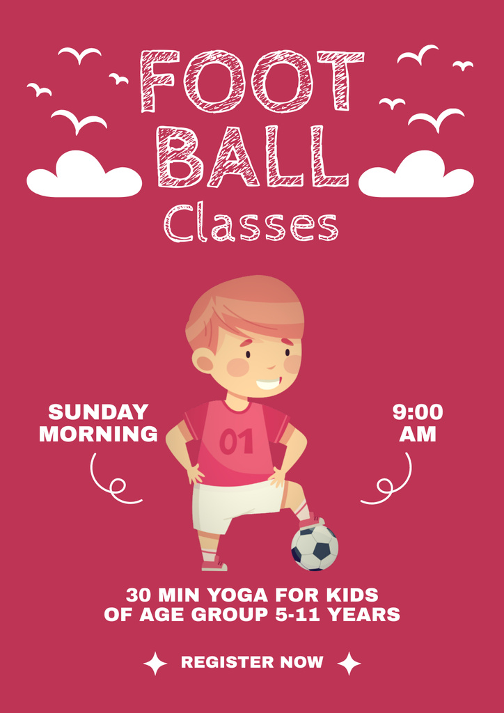 Football Classes for Kids Poster Modelo de Design
