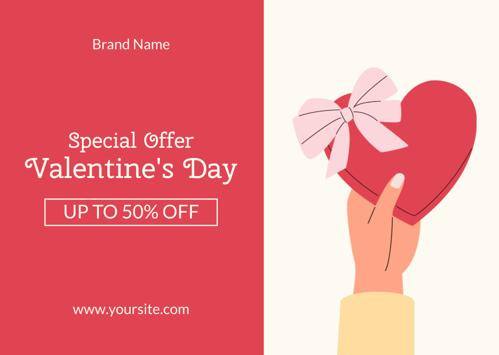 Special Offer of Discounts on Presents for Valentine's Day Card Tasarım Şablonu