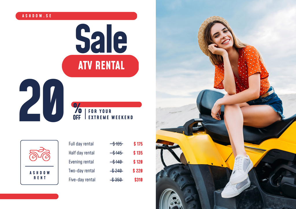 ATV Rental Opportunities With Discount Poster B2 Horizontal Design Template