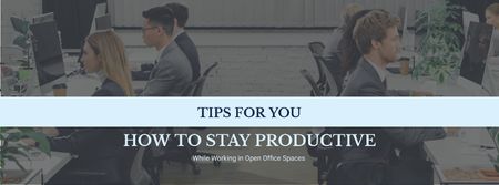 Productivity Tips Colleagues Working in Office Facebook cover tervezősablon