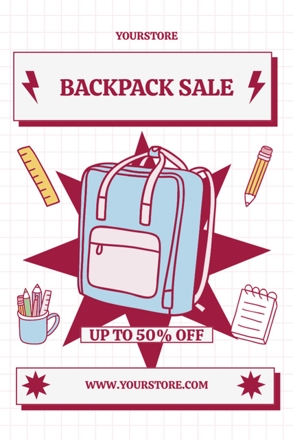Szablon projektu Discount School Backpack Sale Announcement Tumblr