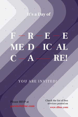 Designvorlage Free Medical Care Day announcement on Purple pattern für Invitation 6x9in
