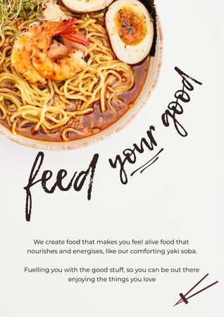 Restaurant Ad with Tasty Ramen Poster Modelo de Design