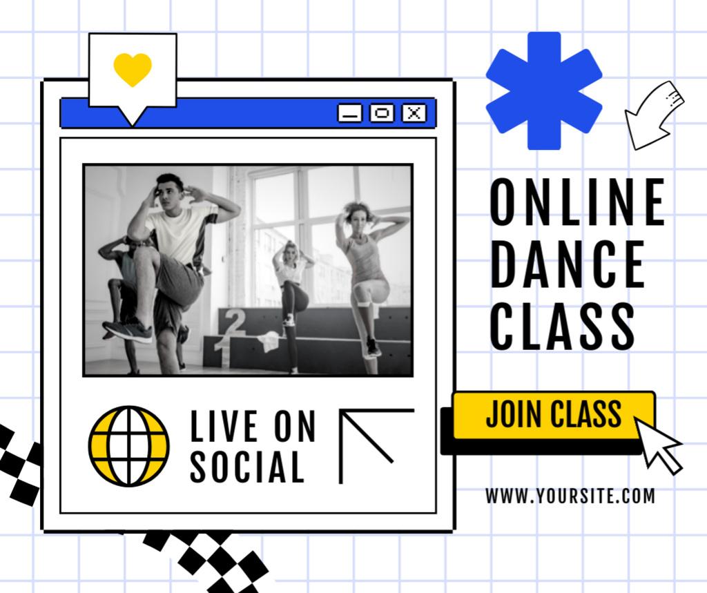 Online Dance Class Announcement with People in Studio Facebookデザインテンプレート