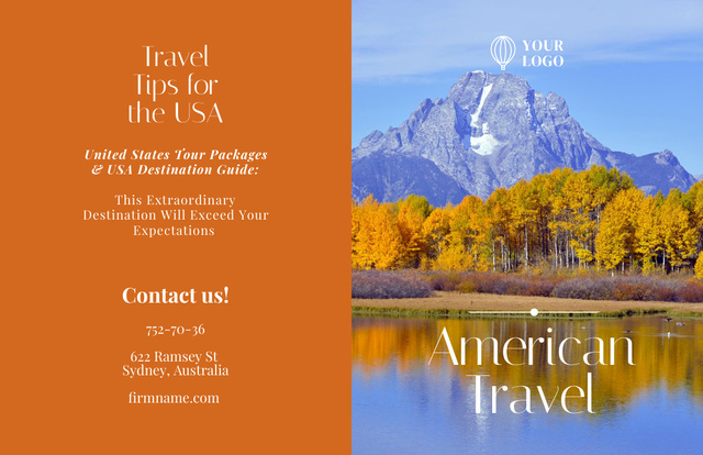 Travel Tour to USA with Mountain Top Brochure 11x17in Bi-fold Design Template