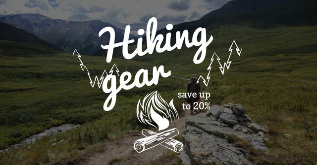 Plantilla de diseño de Hiking Gear offer with forest view Facebook AD 