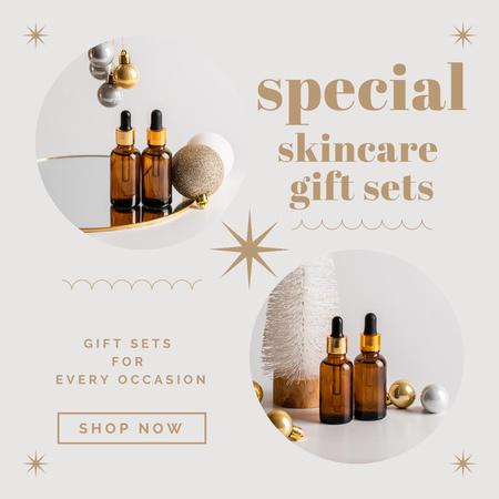 Skincare gift sets grey collage Instagram – шаблон для дизайну