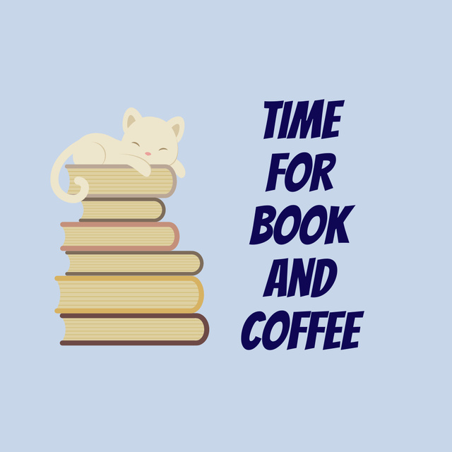 Bookstore Announcement with Cute Cat Animated Post Design Template