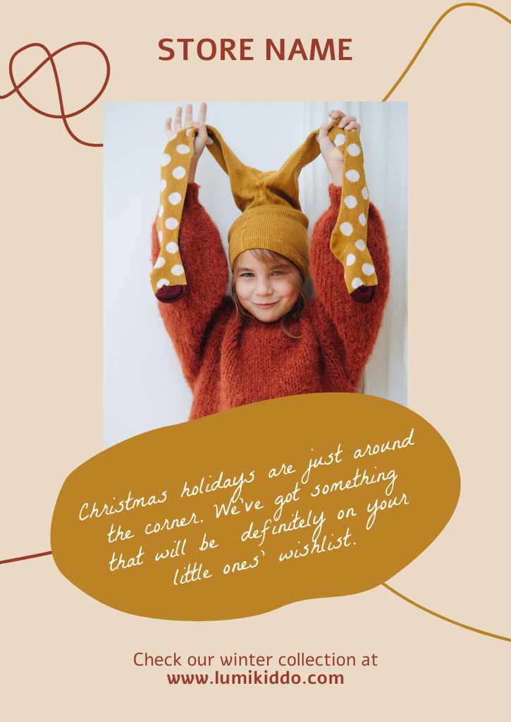 Platilla de diseño Kids' Clothes Ad with Cute Little Girl Poster A3