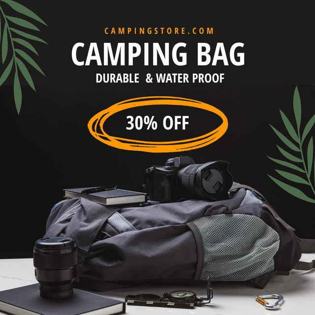 Designvorlage Camping Bag Sale Offer für Instagram AD
