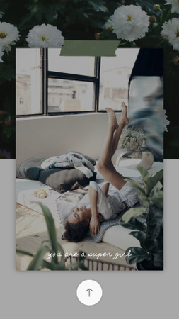 8 March Greeting Happy Woman Lying in Bed Instagram Video Story Tasarım Şablonu