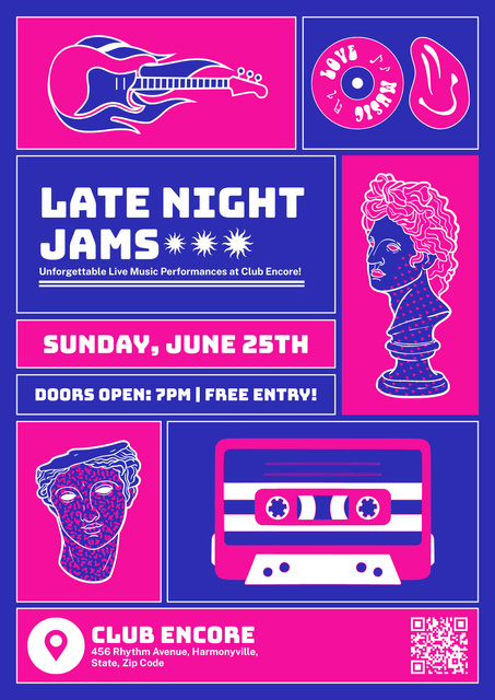 Template di design Late Night Music Event In Club Promotion Poster