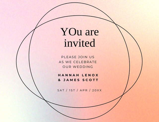 Wedding Day Announcement On Colorful Gradient Invitation 13.9x10.7cm Horizontal – шаблон для дизайну