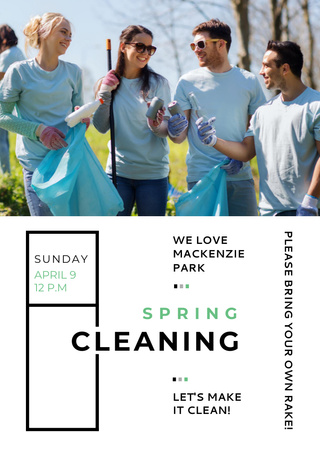 Ecological Event with Volunteers Collecting Garbage Postcard A6 Vertical Design Template