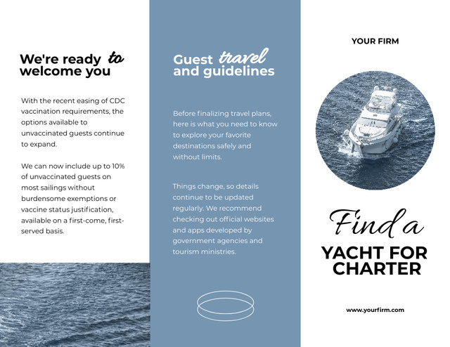 Unforgettable Yacht Tours Offer Brochure 8.5x11in Z-fold – шаблон для дизайну
