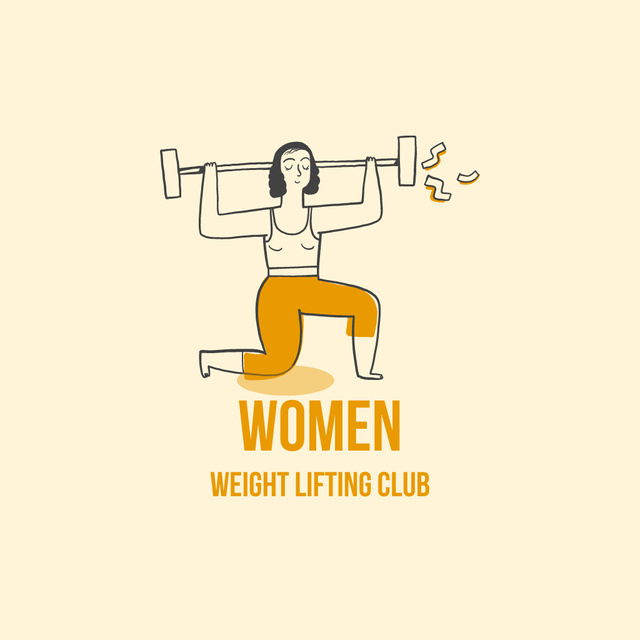 Gym for Women in Weightlifting Logoデザインテンプレート