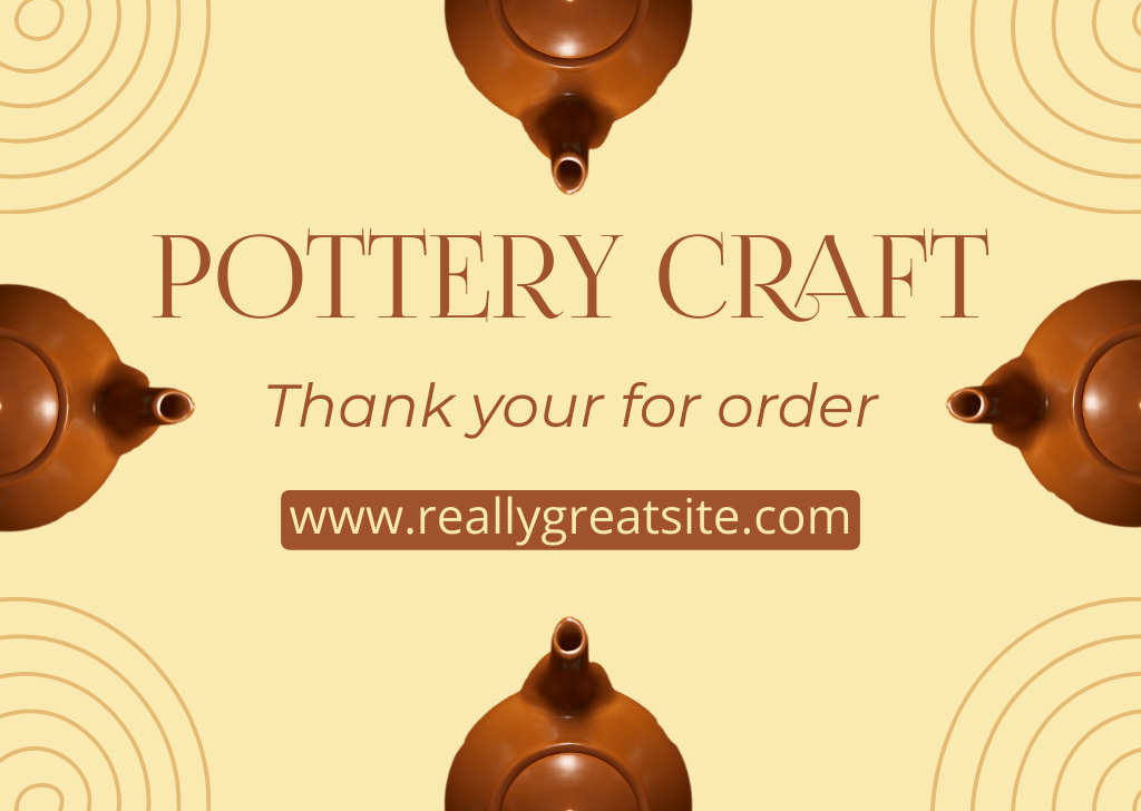 Pottery Craft Offer With Clay Teapots Card Tasarım Şablonu