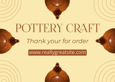 Pottery Craft Offer With Clay Teapots Card Šablona návrhu