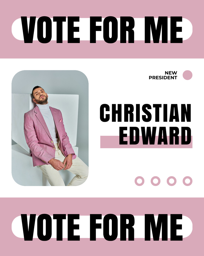 Male Candidate in Pink in Election Instagram Post Verticalデザインテンプレート
