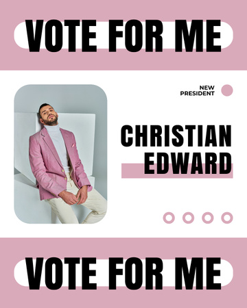 Mužský kandidát v růžové ve volbách Instagram Post Vertical Šablona návrhu