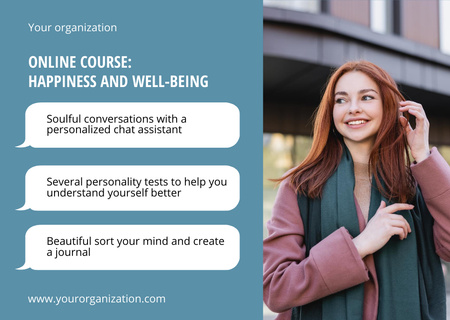 Plantilla de diseño de Happiness and Wellbeing Course Card 