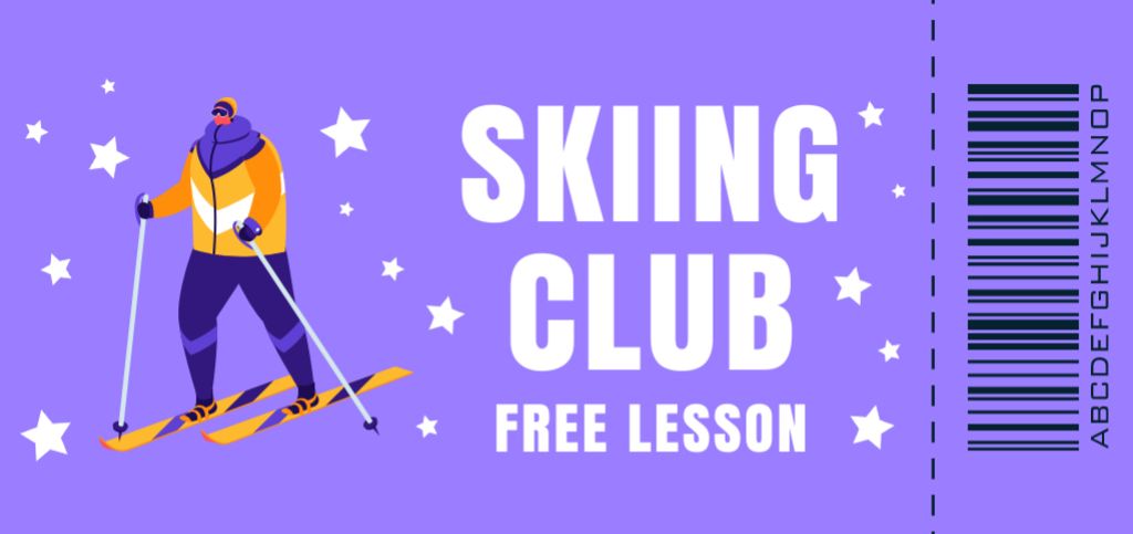Ontwerpsjabloon van Coupon Din Large van Skiing Club Advertisement with Skier