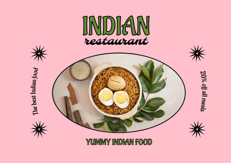 Indian Restaurant Ad with Delicious Dish Flyer A5 Horizontal Design Template