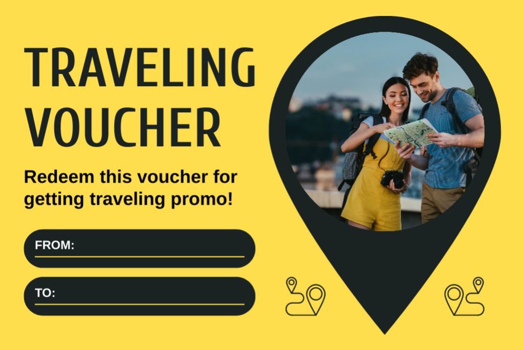 Yellow Travel Promo Voucher Gift Certificate – шаблон для дизайна