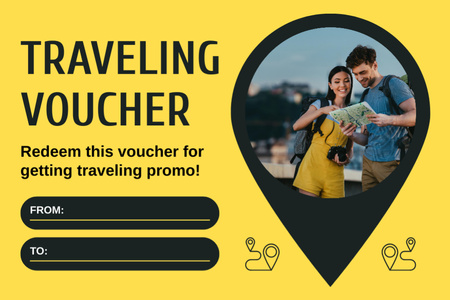 Yellow Travel Promo Voucher Gift Certificate Design Template