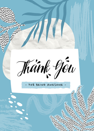 Plantilla de diseño de Thankful Phrase With Creative Leaves Illustration Postcard 5x7in Vertical 