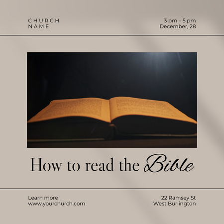 Kilise Duyurusunda Birlikte İncil Okumak Animated Post Tasarım Şablonu