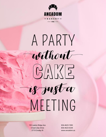 Plantilla de diseño de Party Organization Services with Cake in Pink Poster 8.5x11in 