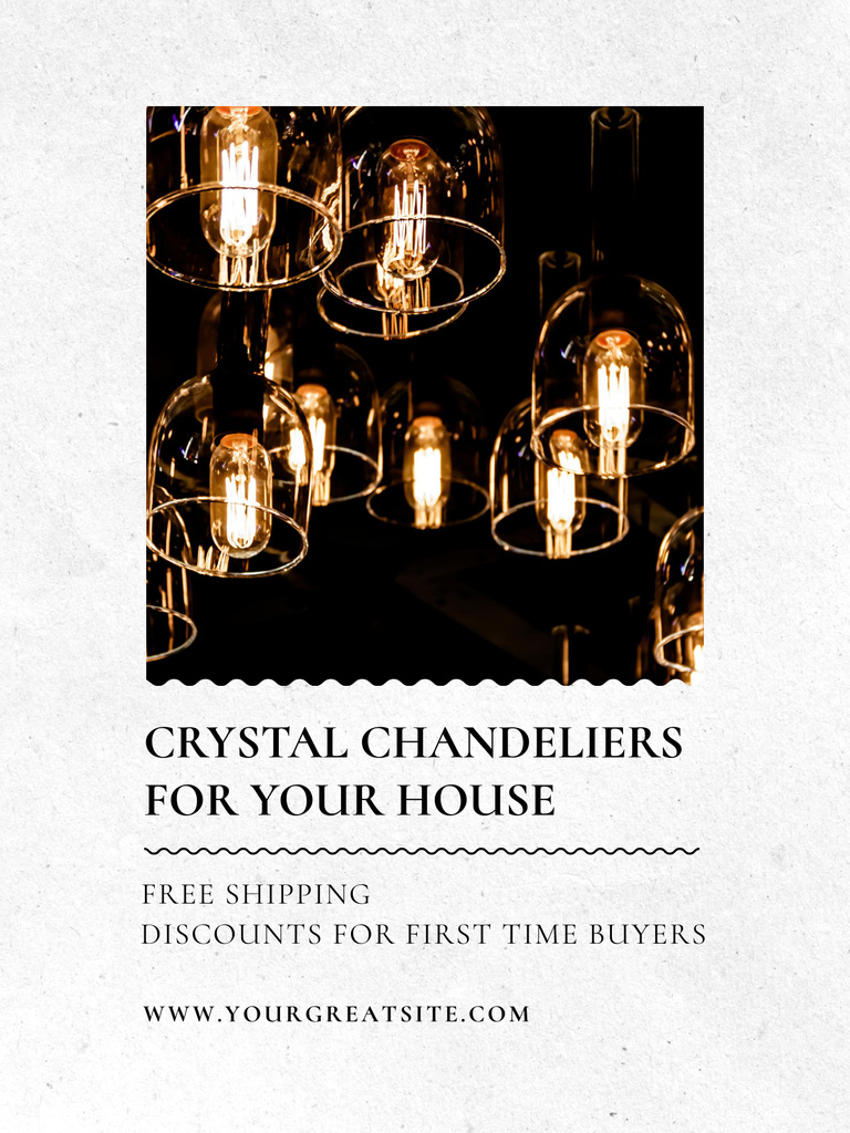 Crystal Chandeliers Sale Offer Poster US Design Template