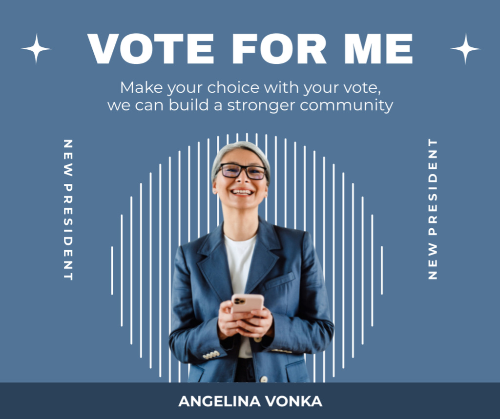 Candidacy of Woman in Blue for Post of President Facebook Design Template