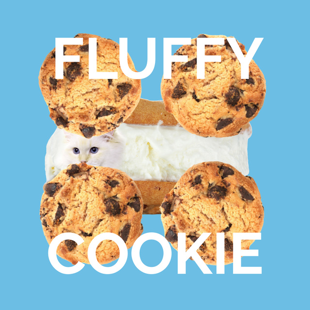 Cute Fluffy Cat in Cookie Animated Post Šablona návrhu