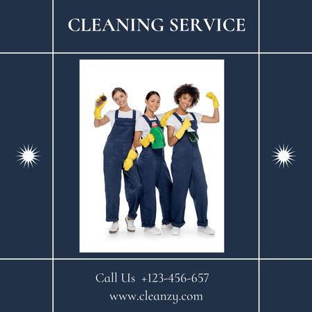 Cleaning Services Ad with Professional Team Instagram AD Design Template