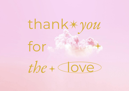Plantilla de diseño de Love Phrase with Cute Pink Clouds Card 