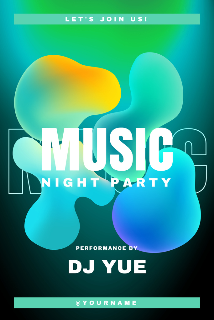 Announcement for Night Music Party with DJ on Gradient Pinterest tervezősablon