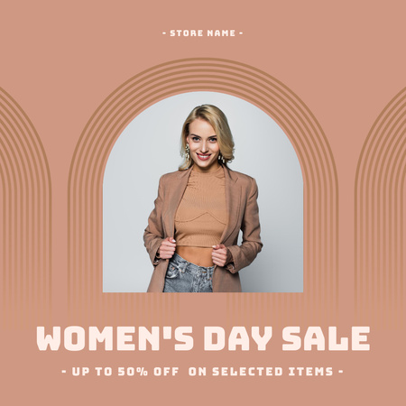 Modèle de visuel Women's Day Sale Announcement with Stylish Woman - Instagram