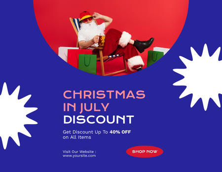 Template di design Christmas Discount in July with Merry Santa Claus Flyer 8.5x11in Horizontal