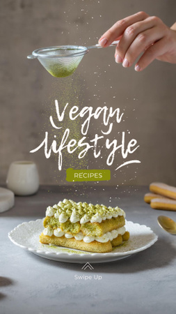 Vegan Lifestyle Concept with Delicious Cake Instagram Story Modelo de Design