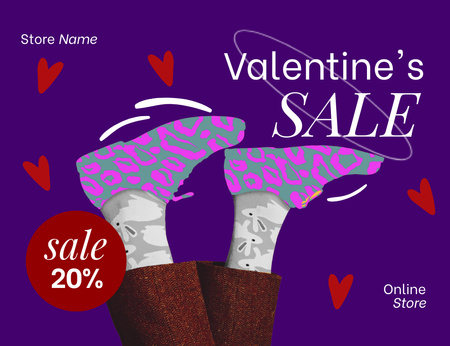Valentine's Day Shoe Sale Announcement Thank You Card 5.5x4in Horizontal Design Template
