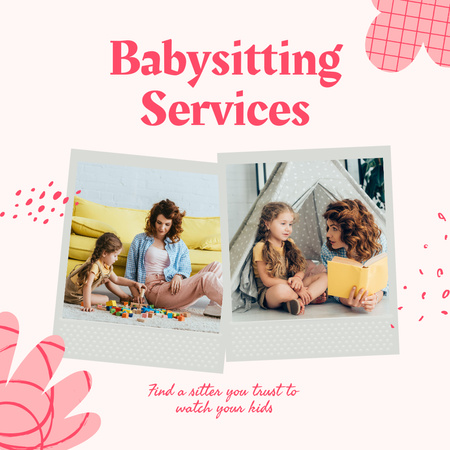 Platilla de diseño Babysitting Service with Photos of Woman and Little Girl Instagram