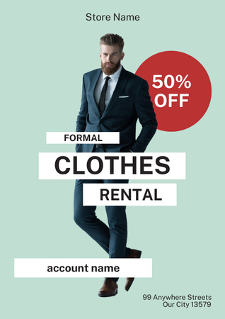 Formal clothes rental blue Poster Design Template