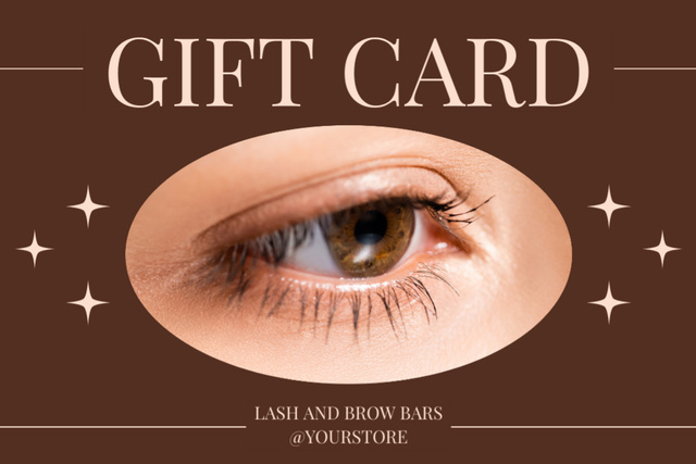 Beauty Store Ad with Offer of Lashes and Brows Procedures Gift Certificate Modelo de Design