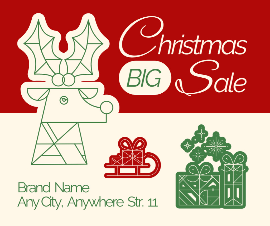 Christmas Big Sale Announcement Facebook Šablona návrhu