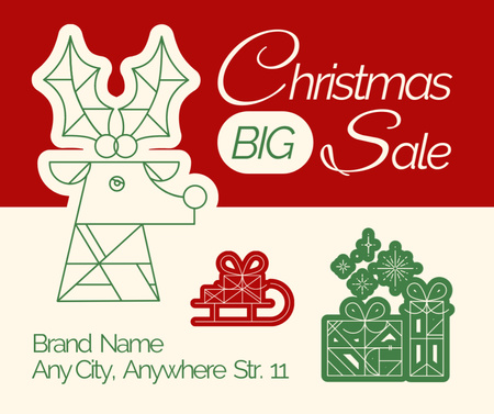 Ontwerpsjabloon van Facebook van Aankondiging van de grote verkoop van Kerstmis
