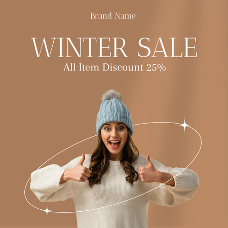 Modèle de visuel Remise sur les vêtements d'hiver - Instagram AD